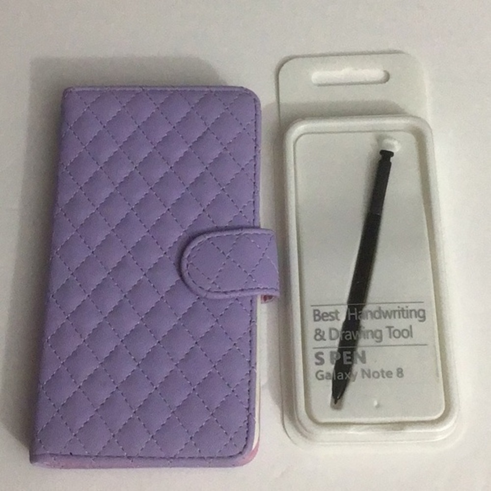 NEW Galaxy Note 8 Wallet Case Light Purple and OEM Stylus